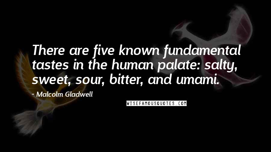 Malcolm Gladwell Quotes: There are five known fundamental tastes in the human palate: salty, sweet, sour, bitter, and umami.