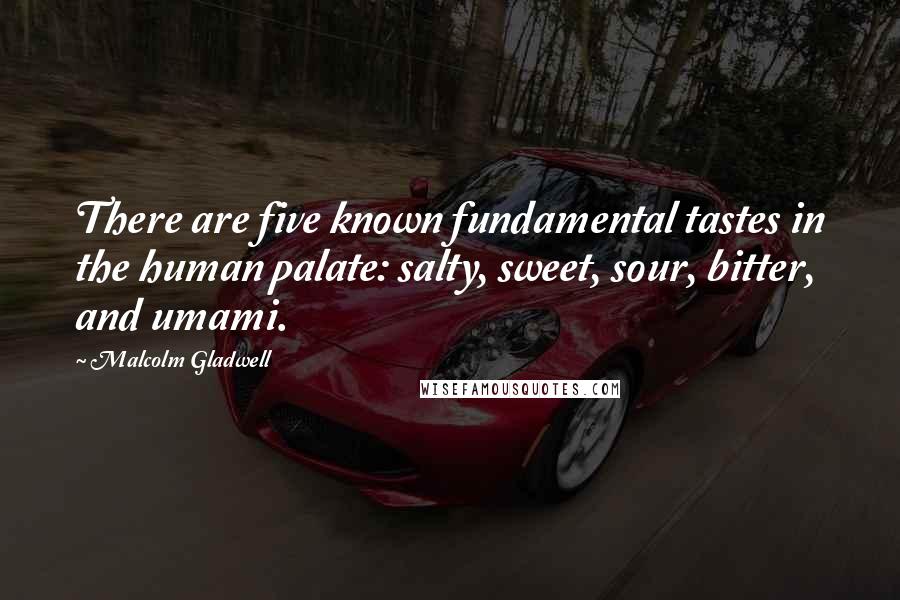 Malcolm Gladwell Quotes: There are five known fundamental tastes in the human palate: salty, sweet, sour, bitter, and umami.