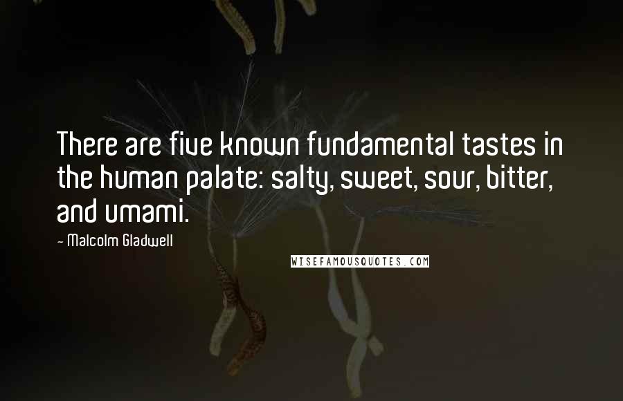 Malcolm Gladwell Quotes: There are five known fundamental tastes in the human palate: salty, sweet, sour, bitter, and umami.