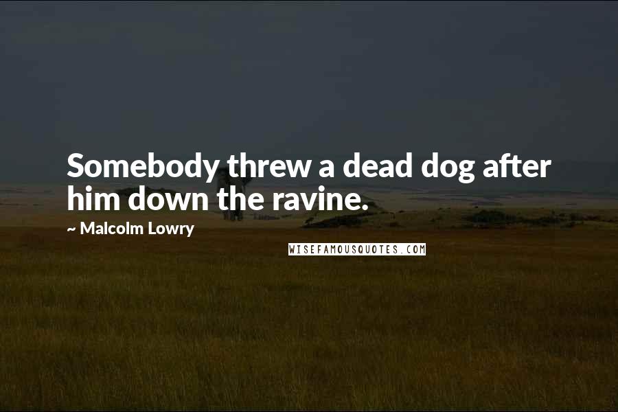 Malcolm Lowry Quotes: Somebody threw a dead dog after him down the ravine.