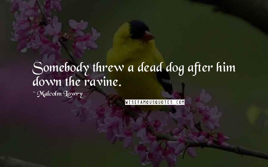 Malcolm Lowry Quotes: Somebody threw a dead dog after him down the ravine.