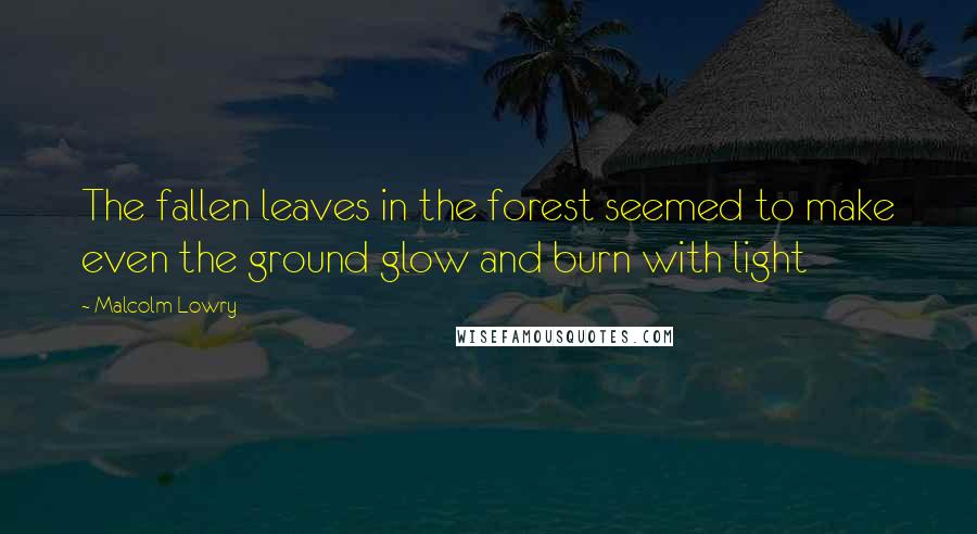 Malcolm Lowry Quotes: The fallen leaves in the forest seemed to make even the ground glow and burn with light