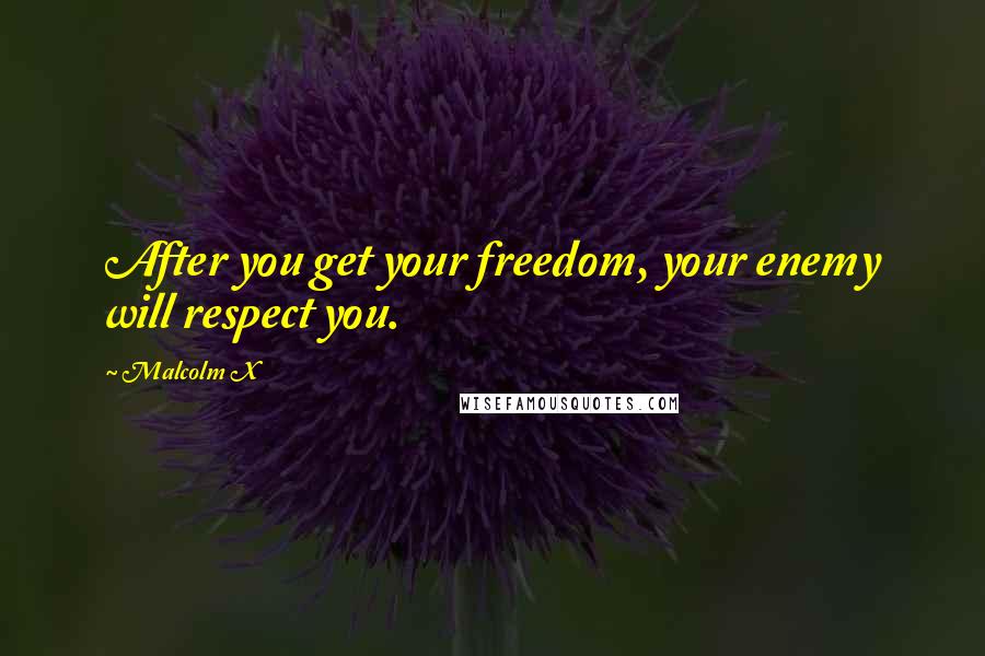 Malcolm X Quotes: After you get your freedom, your enemy will respect you.