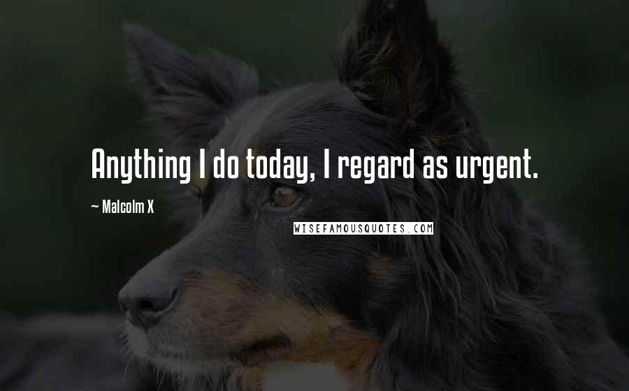 Malcolm X Quotes: Anything I do today, I regard as urgent.