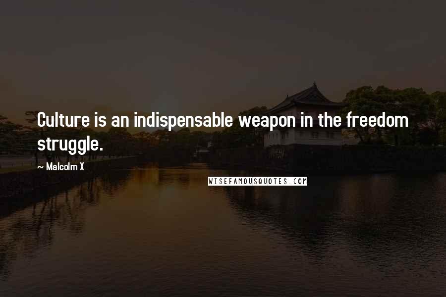 Malcolm X Quotes: Culture is an indispensable weapon in the freedom struggle.