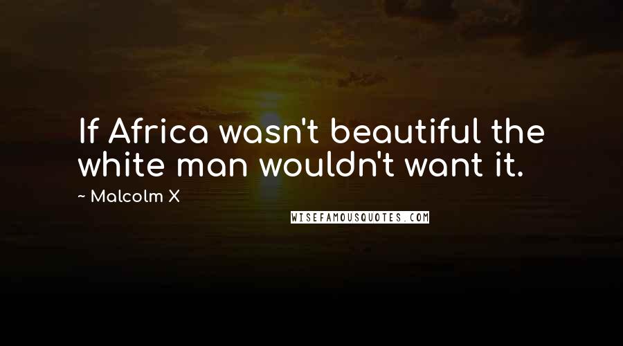 Malcolm X Quotes: If Africa wasn't beautiful the white man wouldn't want it.