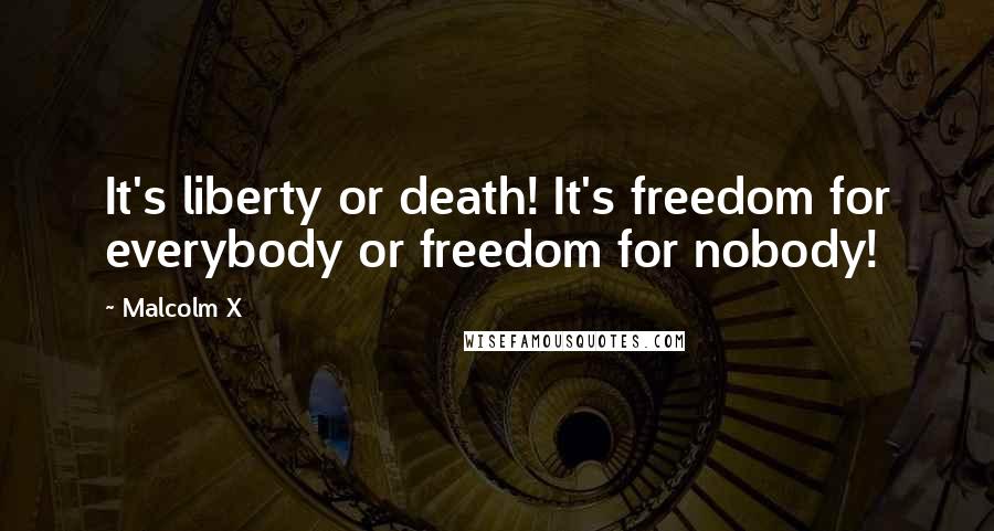 Malcolm X Quotes: It's liberty or death! It's freedom for everybody or freedom for nobody!