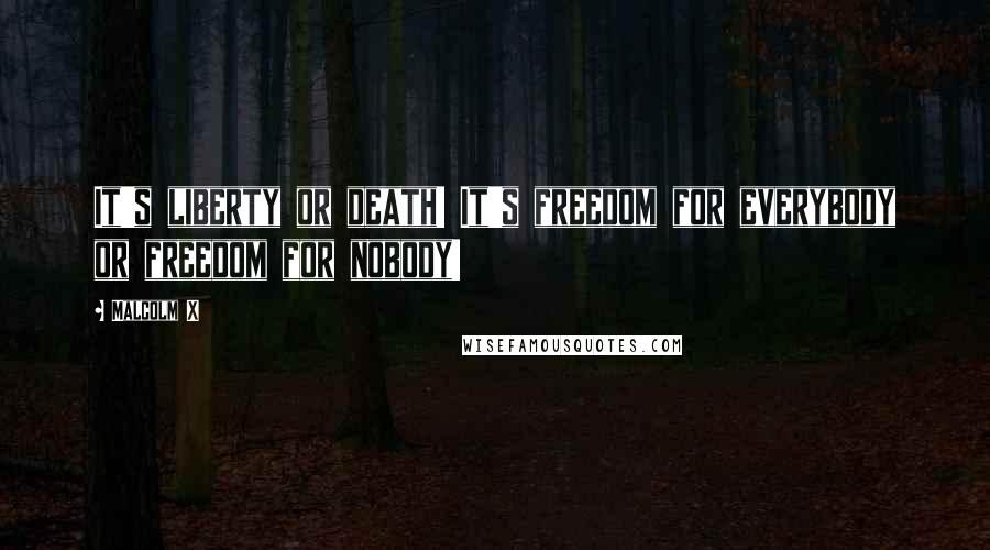 Malcolm X Quotes: It's liberty or death! It's freedom for everybody or freedom for nobody!