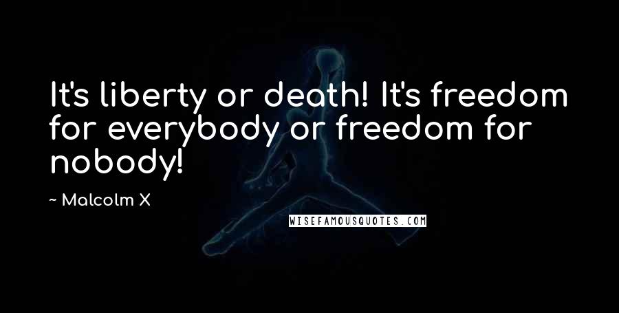 Malcolm X Quotes: It's liberty or death! It's freedom for everybody or freedom for nobody!