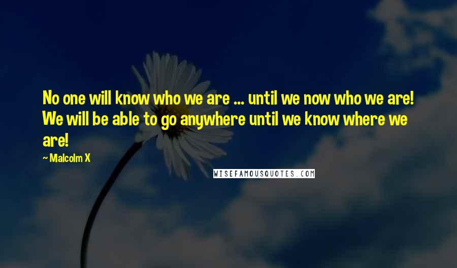 Malcolm X Quotes: No one will know who we are ... until we now who we are! We will be able to go anywhere until we know where we are!