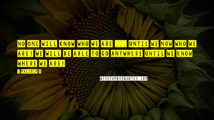 Malcolm X Quotes: No one will know who we are ... until we now who we are! We will be able to go anywhere until we know where we are!