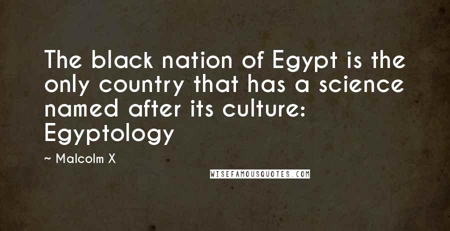 Malcolm X Quotes: The black nation of Egypt is the only country that has a science named after its culture: Egyptology