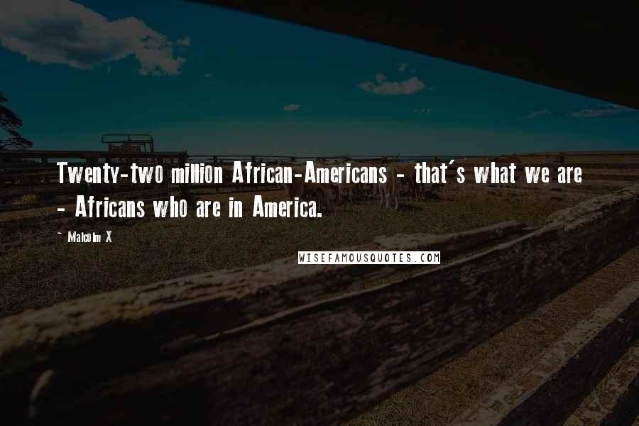 Malcolm X Quotes: Twenty-two million African-Americans - that's what we are - Africans who are in America.