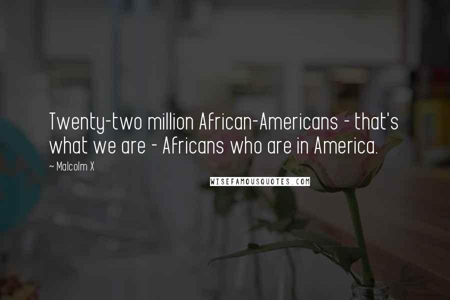 Malcolm X Quotes: Twenty-two million African-Americans - that's what we are - Africans who are in America.