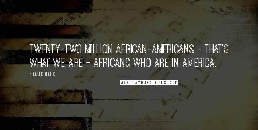 Malcolm X Quotes: Twenty-two million African-Americans - that's what we are - Africans who are in America.