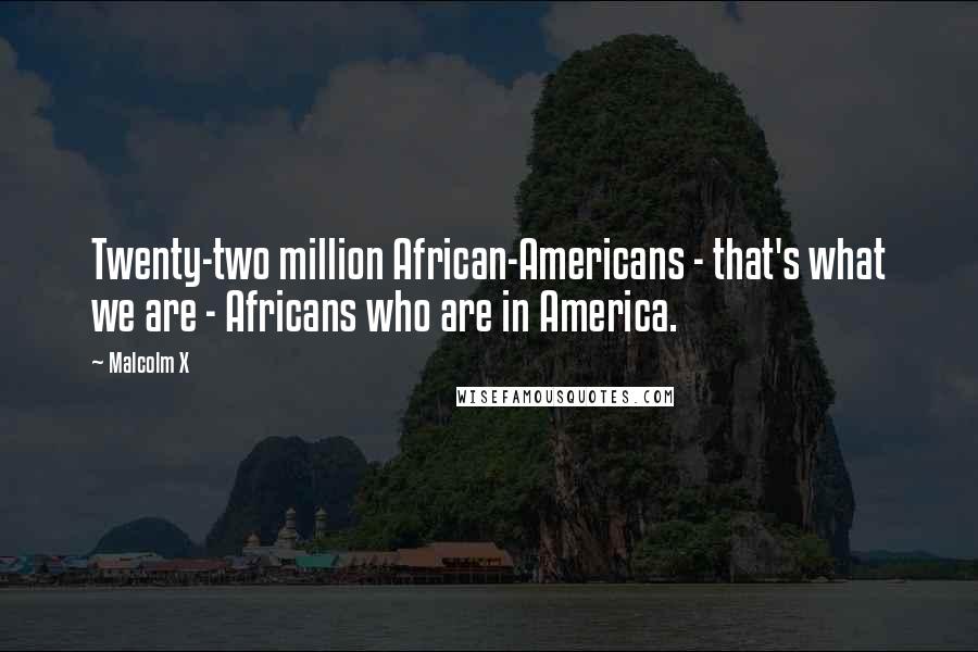 Malcolm X Quotes: Twenty-two million African-Americans - that's what we are - Africans who are in America.