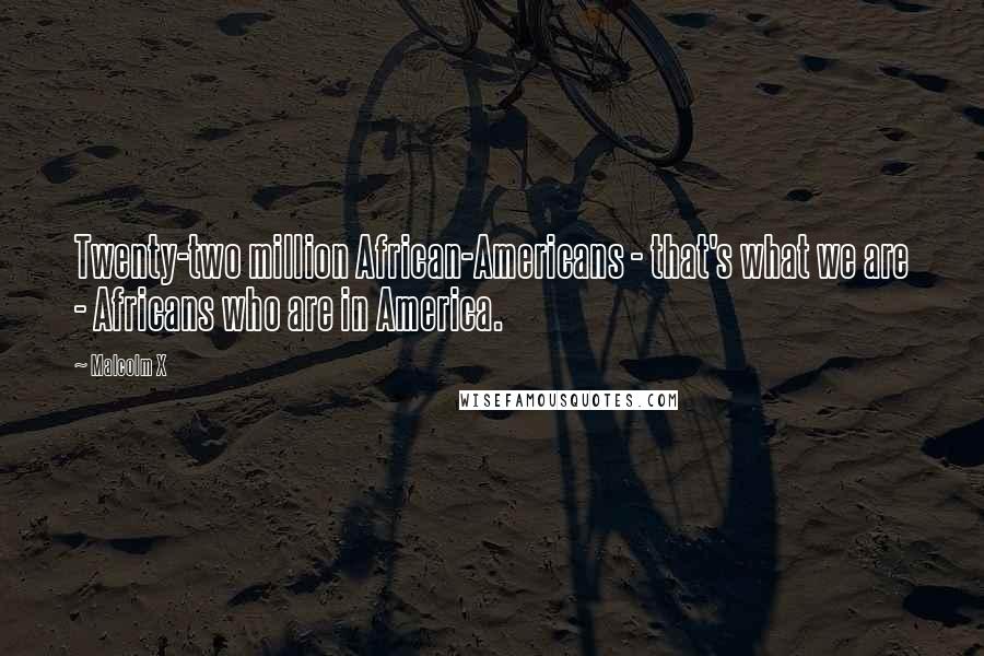 Malcolm X Quotes: Twenty-two million African-Americans - that's what we are - Africans who are in America.