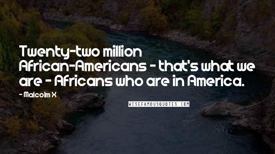 Malcolm X Quotes: Twenty-two million African-Americans - that's what we are - Africans who are in America.