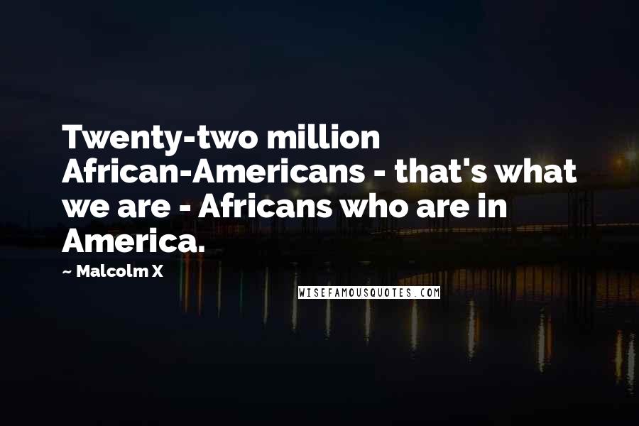 Malcolm X Quotes: Twenty-two million African-Americans - that's what we are - Africans who are in America.