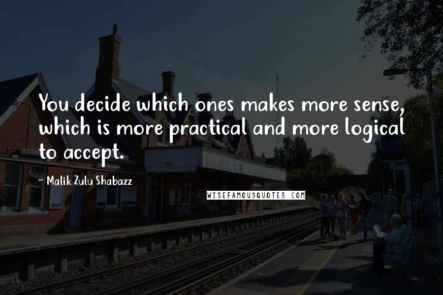 Malik Zulu Shabazz Quotes: You decide which ones makes more sense, which is more practical and more logical to accept.