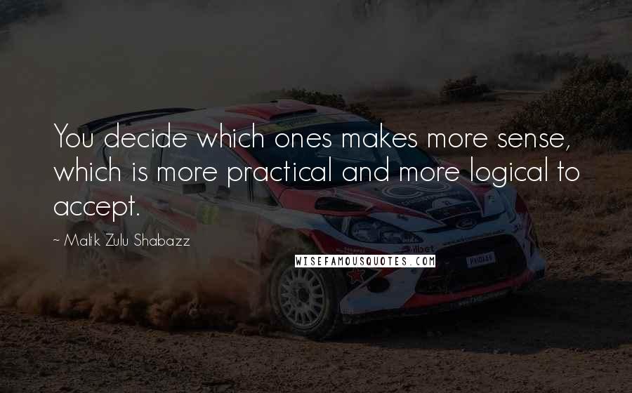 Malik Zulu Shabazz Quotes: You decide which ones makes more sense, which is more practical and more logical to accept.