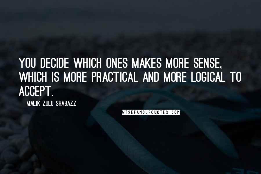 Malik Zulu Shabazz Quotes: You decide which ones makes more sense, which is more practical and more logical to accept.