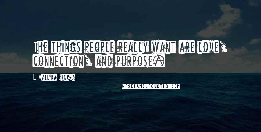 Mallika Chopra Quotes: The things people really want are love, connection, and purpose.