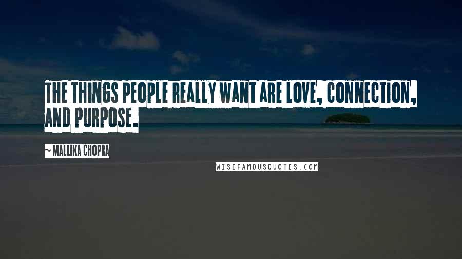 Mallika Chopra Quotes: The things people really want are love, connection, and purpose.