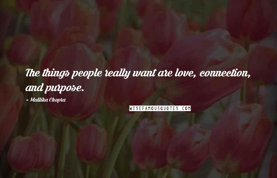 Mallika Chopra Quotes: The things people really want are love, connection, and purpose.