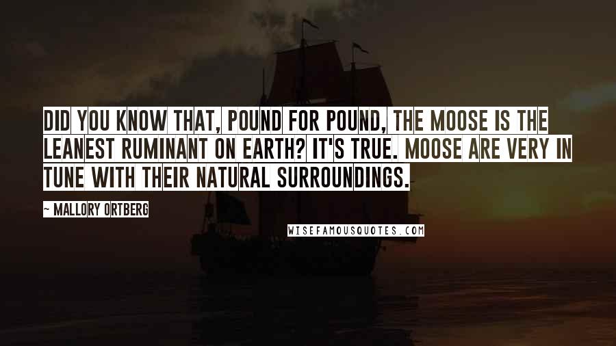 Mallory Ortberg Quotes: Did you know that, pound for pound, the moose is the leanest ruminant on Earth? It's true. Moose are very in tune with their natural surroundings.