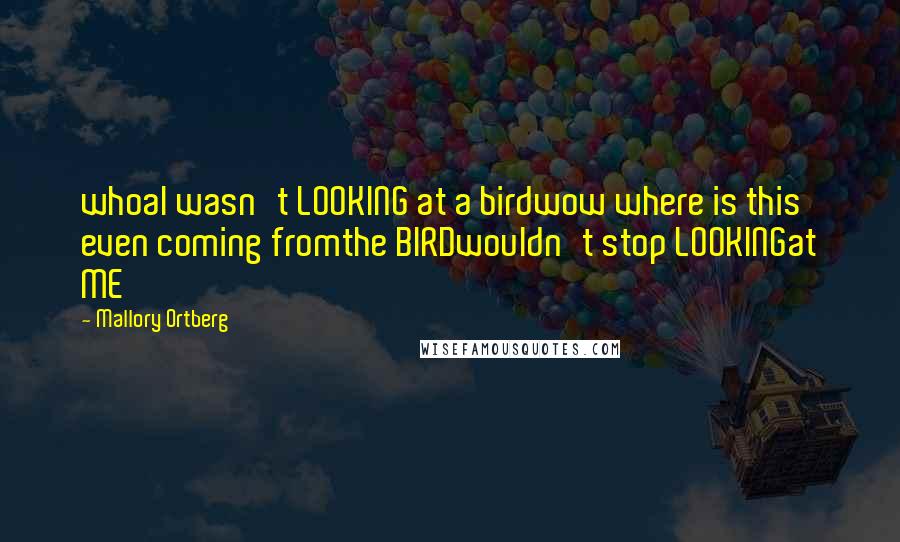 Mallory Ortberg Quotes: whoaI wasn't LOOKING at a birdwow where is this even coming fromthe BIRDwouldn't stop LOOKINGat ME