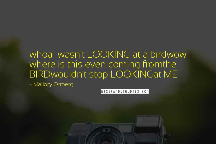 Mallory Ortberg Quotes: whoaI wasn't LOOKING at a birdwow where is this even coming fromthe BIRDwouldn't stop LOOKINGat ME