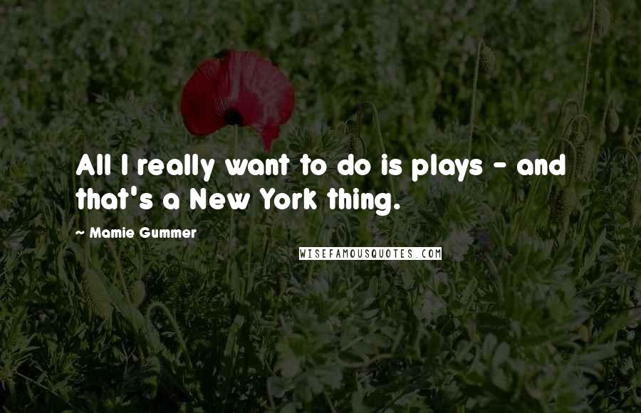Mamie Gummer Quotes: All I really want to do is plays - and that's a New York thing.