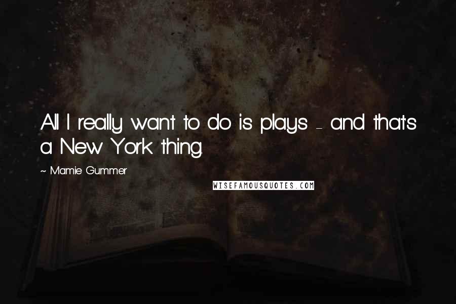 Mamie Gummer Quotes: All I really want to do is plays - and that's a New York thing.