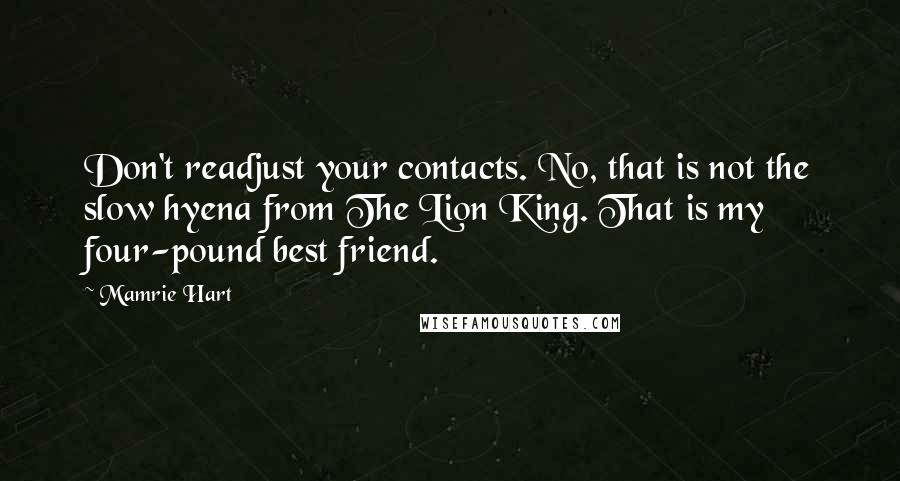 Mamrie Hart Quotes: Don't readjust your contacts. No, that is not the slow hyena from The Lion King. That is my four-pound best friend.