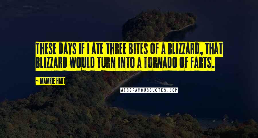 Mamrie Hart Quotes: These days if I ate three bites of a Blizzard, that Blizzard would turn into a tornado of farts.