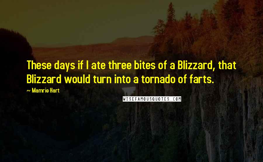 Mamrie Hart Quotes: These days if I ate three bites of a Blizzard, that Blizzard would turn into a tornado of farts.