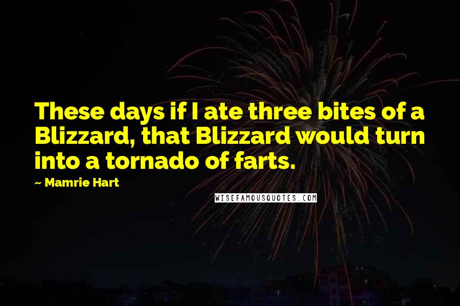 Mamrie Hart Quotes: These days if I ate three bites of a Blizzard, that Blizzard would turn into a tornado of farts.