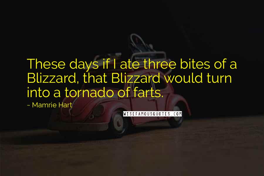 Mamrie Hart Quotes: These days if I ate three bites of a Blizzard, that Blizzard would turn into a tornado of farts.