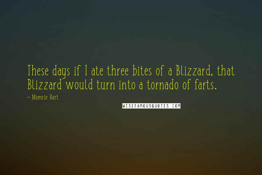 Mamrie Hart Quotes: These days if I ate three bites of a Blizzard, that Blizzard would turn into a tornado of farts.