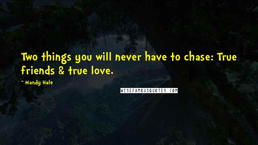 Mandy Hale Quotes: Two things you will never have to chase: True friends & true love.