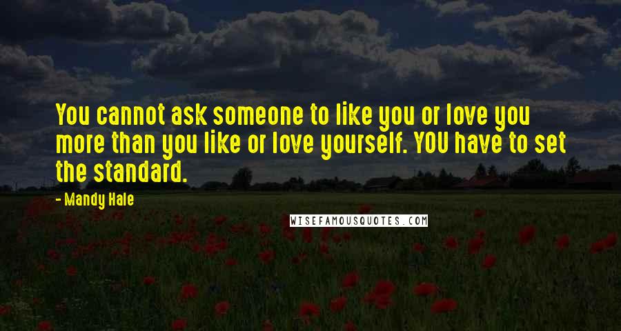 Mandy Hale Quotes: You cannot ask someone to like you or love you more than you like or love yourself. YOU have to set the standard.