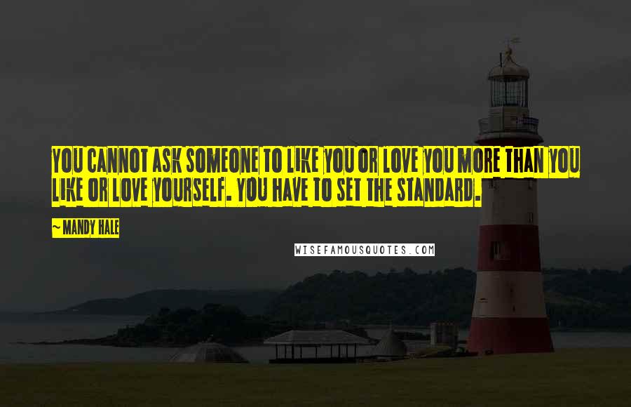 Mandy Hale Quotes: You cannot ask someone to like you or love you more than you like or love yourself. YOU have to set the standard.