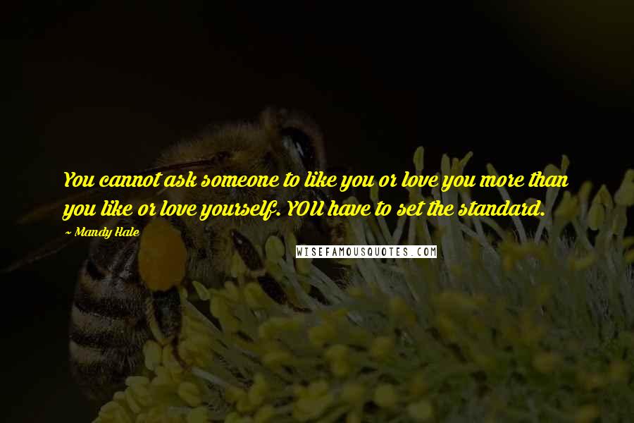 Mandy Hale Quotes: You cannot ask someone to like you or love you more than you like or love yourself. YOU have to set the standard.