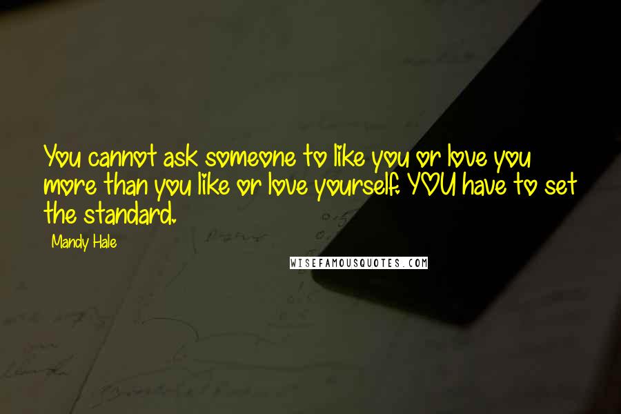 Mandy Hale Quotes: You cannot ask someone to like you or love you more than you like or love yourself. YOU have to set the standard.