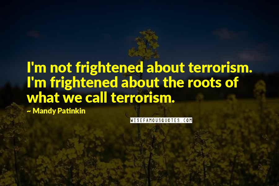 Mandy Patinkin Quotes: I'm not frightened about terrorism. I'm frightened about the roots of what we call terrorism.