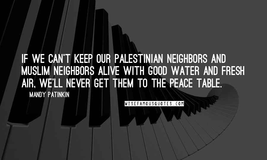 Mandy Patinkin Quotes: If we can't keep our Palestinian neighbors and Muslim neighbors alive with good water and fresh air, we'll never get them to the peace table.