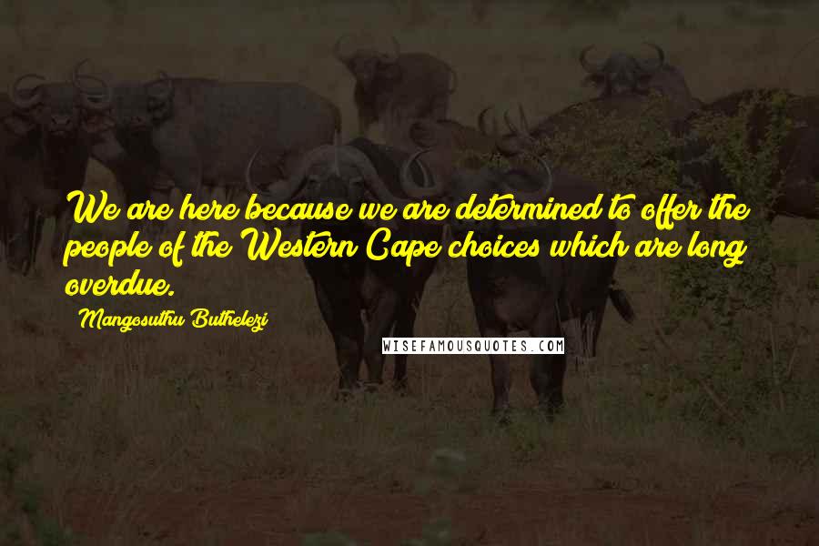 Mangosuthu Buthelezi Quotes: We are here because we are determined to offer the people of the Western Cape choices which are long overdue.