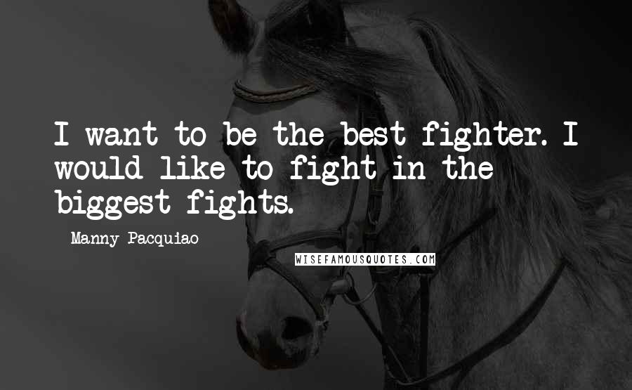 Manny Pacquiao Quotes: I want to be the best fighter. I would like to fight in the biggest fights.