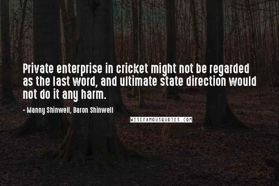 Manny Shinwell, Baron Shinwell Quotes: Private enterprise in cricket might not be regarded as the last word, and ultimate state direction would not do it any harm.